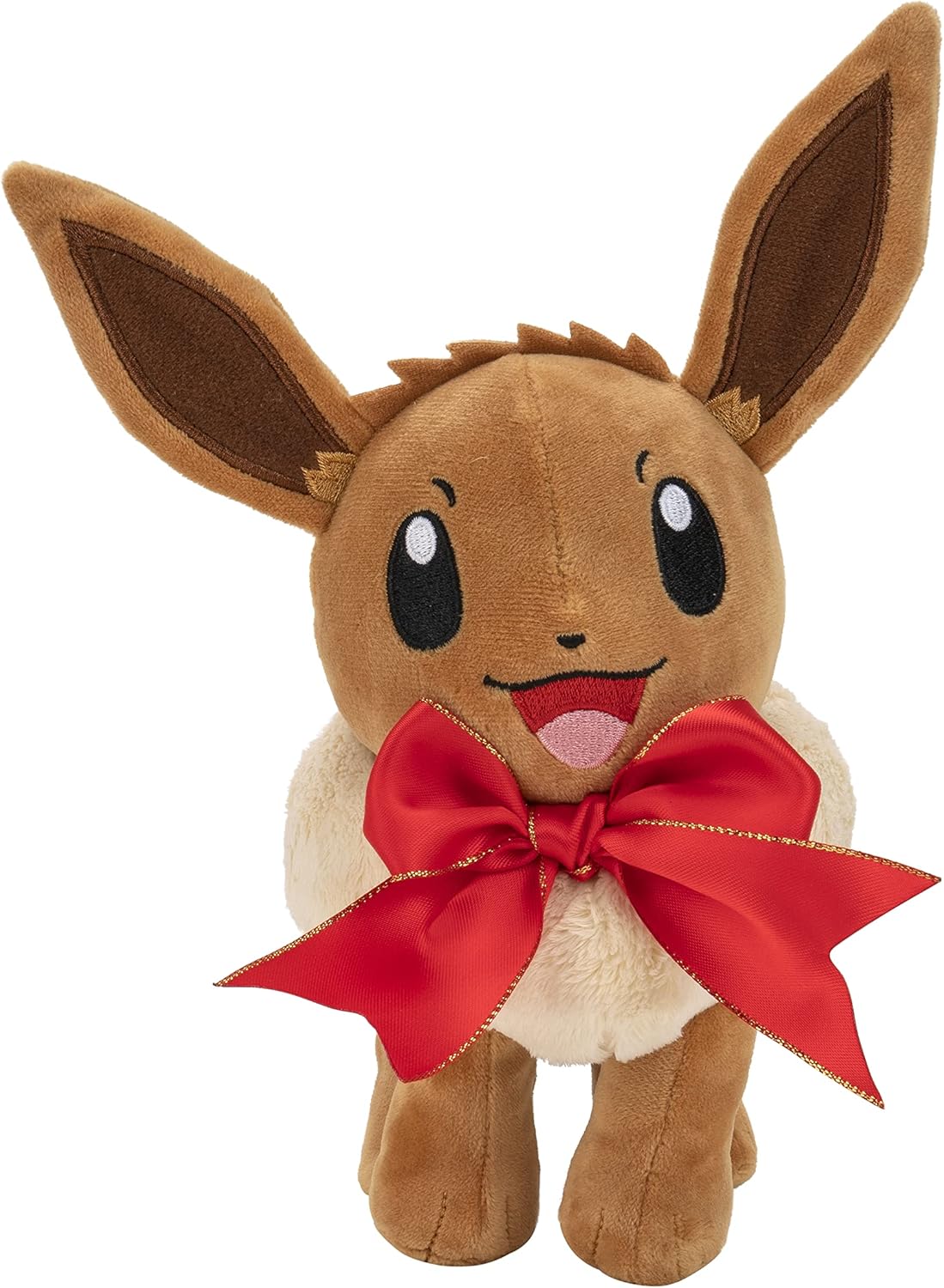 Pokémon Eevee Plush with Holiday Bow - 8-Inch Eevee Plush with Unique Accessory