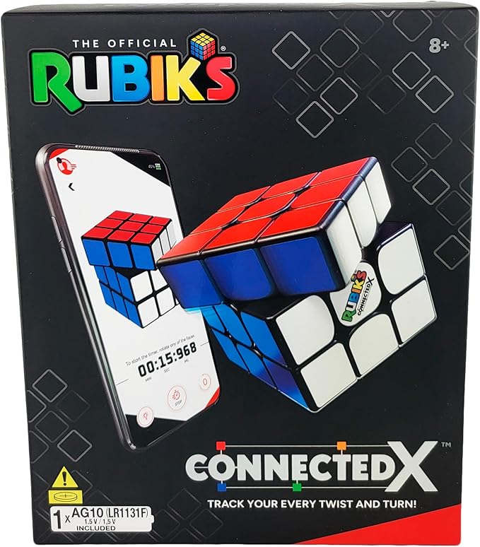 Rubik’s Cube ConnectedX, Bluetooth enabled 3x3 classic cube, problem-solving challenging brain teaser fidget toy, adults & kids aged 8+