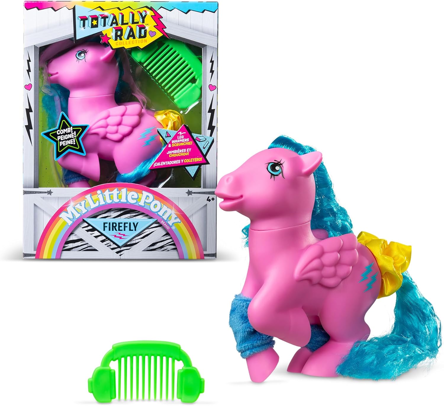 Basic Fun My Little Pony Totally Rad Firefly – 80s Retro Collectible Pony with Neon Styling & Comb – For Kids & Fans Ages 3+