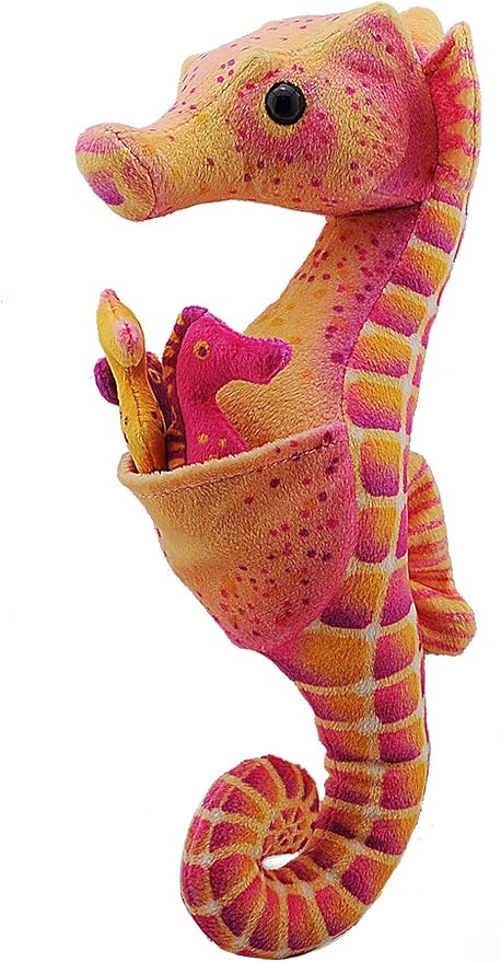 Wild Republic Seahorse Plush, Stuffed Animal, Plush Toy, Gifts for Kids, with babies, 12 Inches