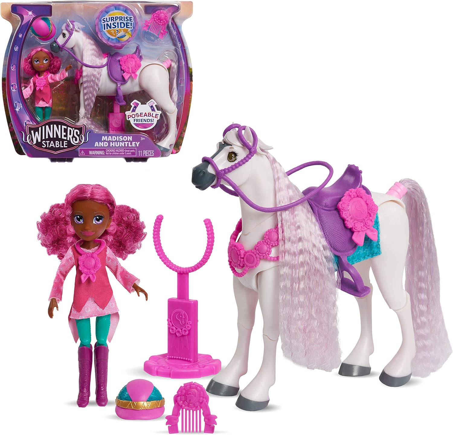 JP Winner's Stable WNN00300 Winner's Stable Doll and Horse Madison and Huntley, Multi Colour