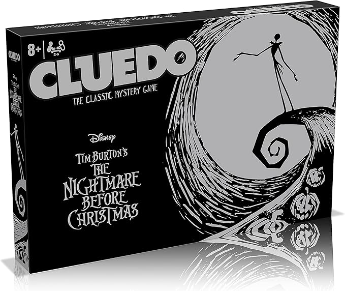 Winning Moves Nightmare Before Christmas Cluedo Board Game, Join Jack, Sally, Dr Finkelstein, Oogie Boogie to figure out who kidnapped Sandy Claws, gift for ages 8 plus, Black