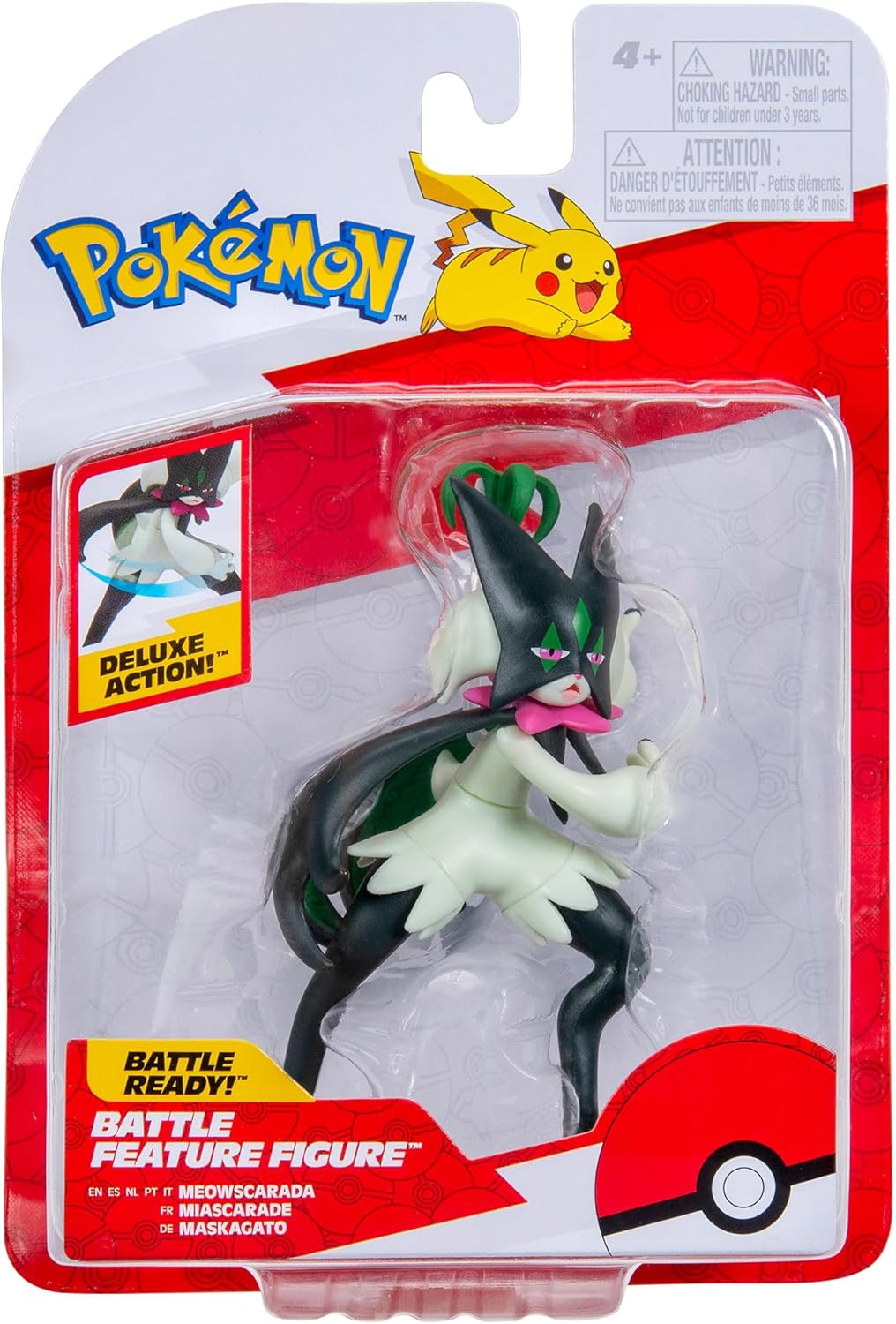 Pokémon Meowscarada Battle Feature Figure - 4.5-Inch Meowscarada Battle Ready Figure with Slash attack