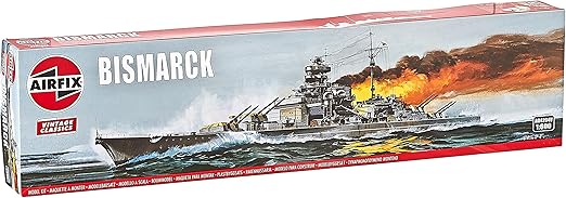 Airfix Vintage Classics Set - A04204V Bismarck - Plastic Model Ship Kits for Adults & Children 8+, Set Includes 170 Pieces - 1:600 Scale Model Ship Set