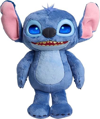 Just Play Disney Stitch Many Moods Stitch 14-inch Interactive Plush, 50+ Sounds & Phrases, LCD Eyes, inspired by Disney's new live-action Lilo & Stitch movie, Kids 3