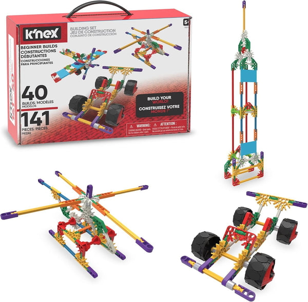 Basic Fun - K'NEX Beginner Building Set 40 Model Educational Toys for kids , 141 Piece Beginners Learning Kit, Engineering for Children Ages 5+(Packaging may vary)
