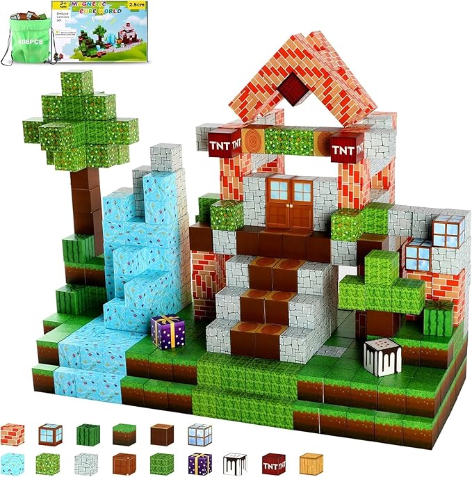 108PCS Magnetic Building Blocks Set - STEM Montessori Toys for Kids Aged 3-12, Safe ABS Plastic Magnetic Cubes for Creative Play, Problem-Solving & Spatial Awareness