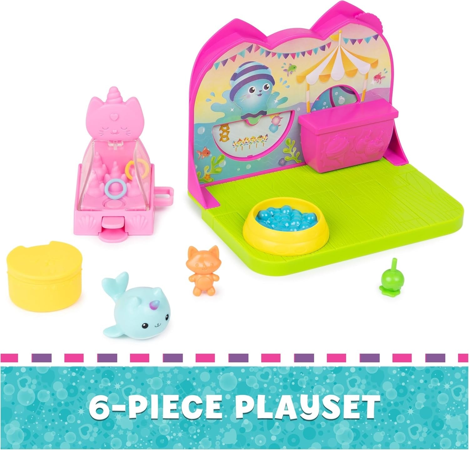 DreamWorks Gabby’s Dollhouse Kitty Narwhal’s Carnival Room, with Toy Figure, Surprise Toys and Dollhouse Furniture, Kids’ Toys for Girls and Boys 3+