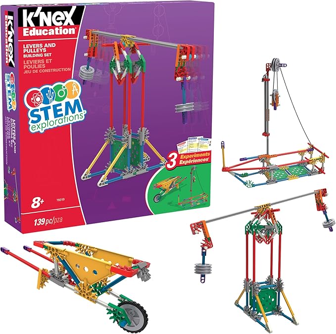 K'NEX STEAM Education | Levers and Pulleys Building Set | Educational Toys for Kids, 139 Piece STEM Learning Kit, Engineering Construction for Kids Ages 8+ | Basic Fun 79319