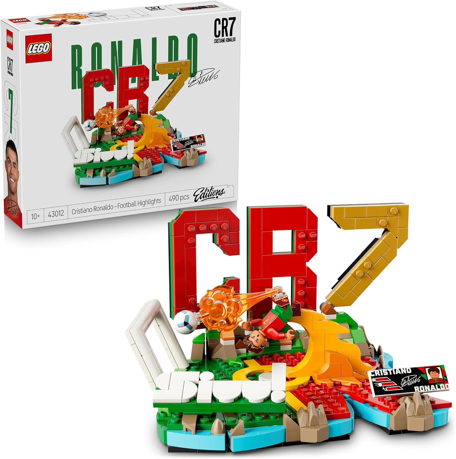 LEGO Editions Cristiano Ronaldo – Football Highlights Toy - 3D Display Model Kit w/Collectible Minifigure - Kids' Room Decor - Gift for 10+ Year Old Boys, Girls & Adult Sports Fans - 43012