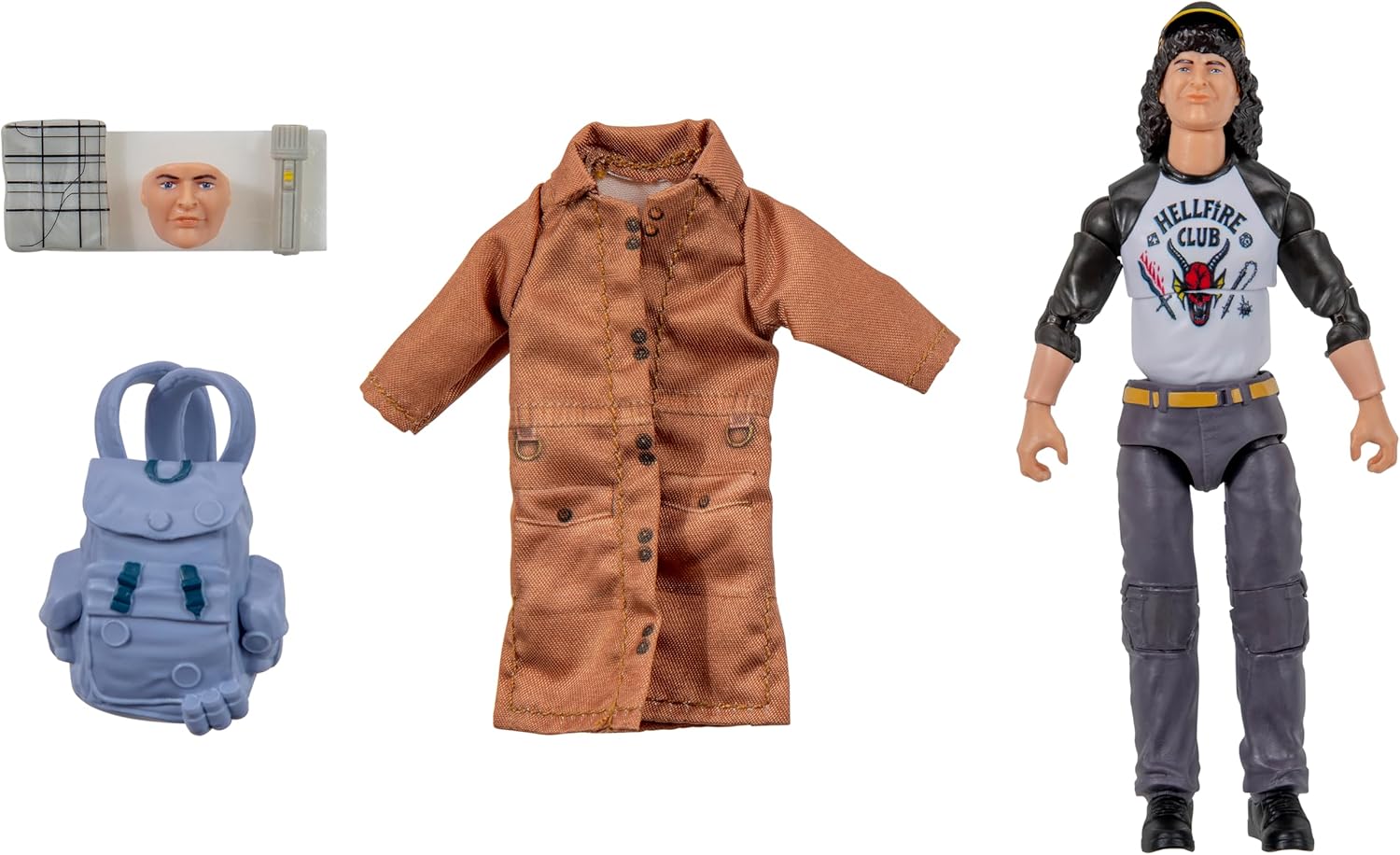 Stranger Things Dustin Henderson Upside Down Collector Figure - 6-Inch Highly Detailed Figure with Soft Good Clothing and Unique Accessories