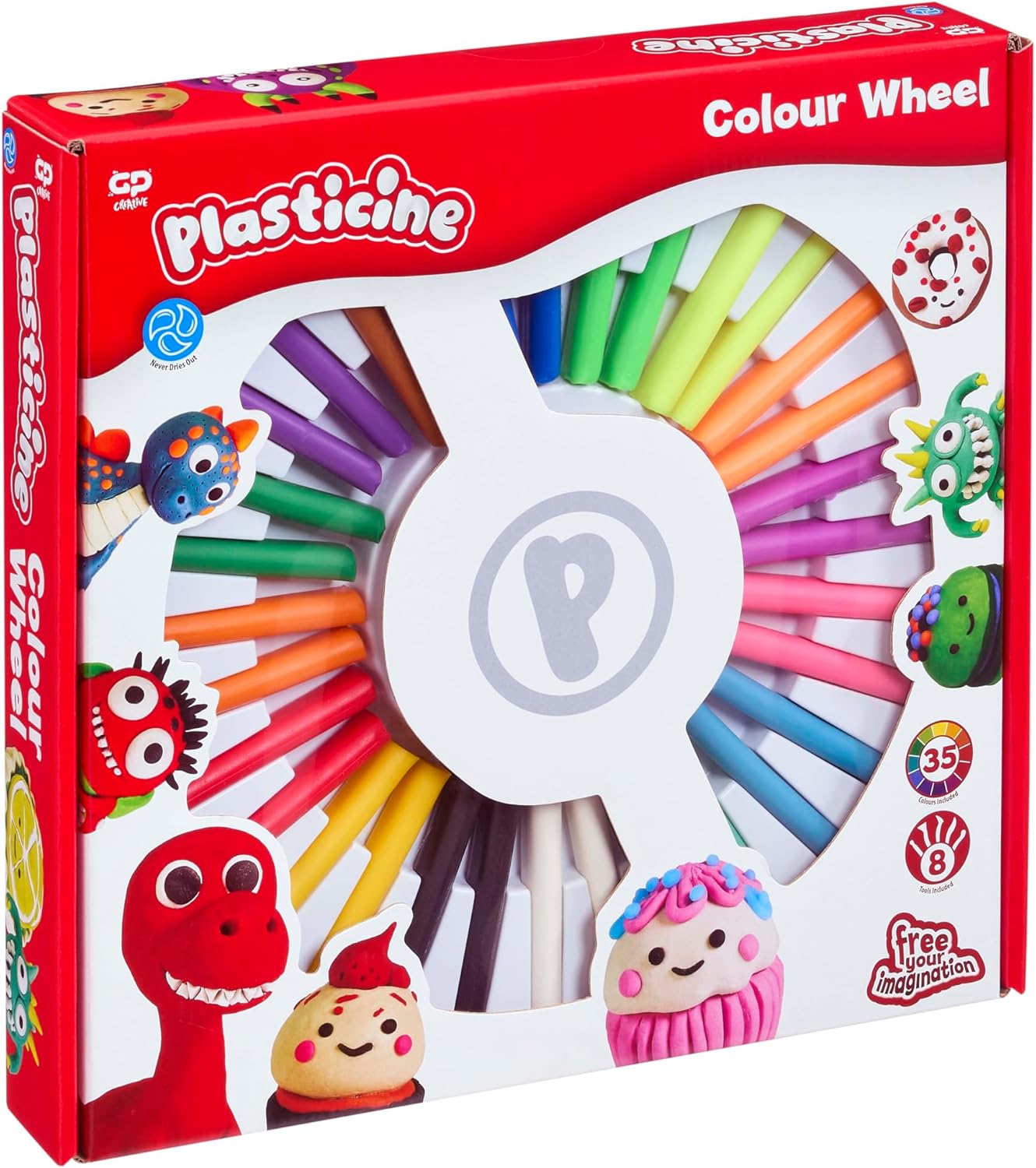 Plasticine Colour Wheel Set – 32 Sticks in 24 Bright Colours with Tools, Play Mat & Instructions – Reusable Mess-Free Modelling Clay for Creative Play, Arts & Crafts – Ideal for Kids Ages 5+