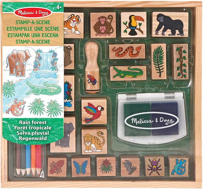 Melissa & Doug Stamp-a-Scene - Rain Forest | Arts & Crafts | Stamp Sets & Stencils | 4+ | Gift for Boy or Girl