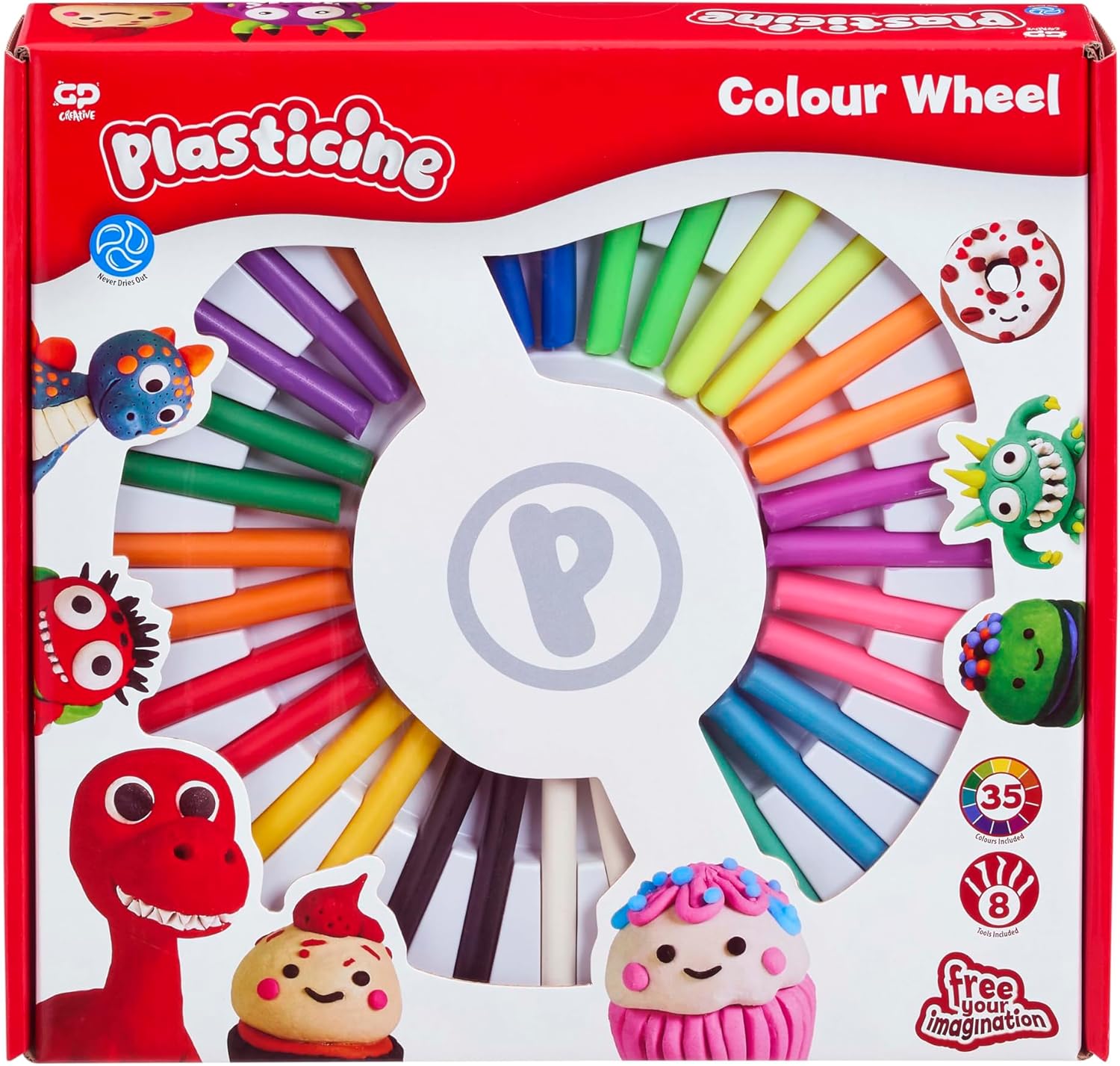 Plasticine Colour Wheel Set – 32 Sticks in 24 Bright Colours with Tools, Play Mat & Instructions – Reusable Mess-Free Modelling Clay for Creative Play, Arts & Crafts – Ideal for Kids Ages 5+