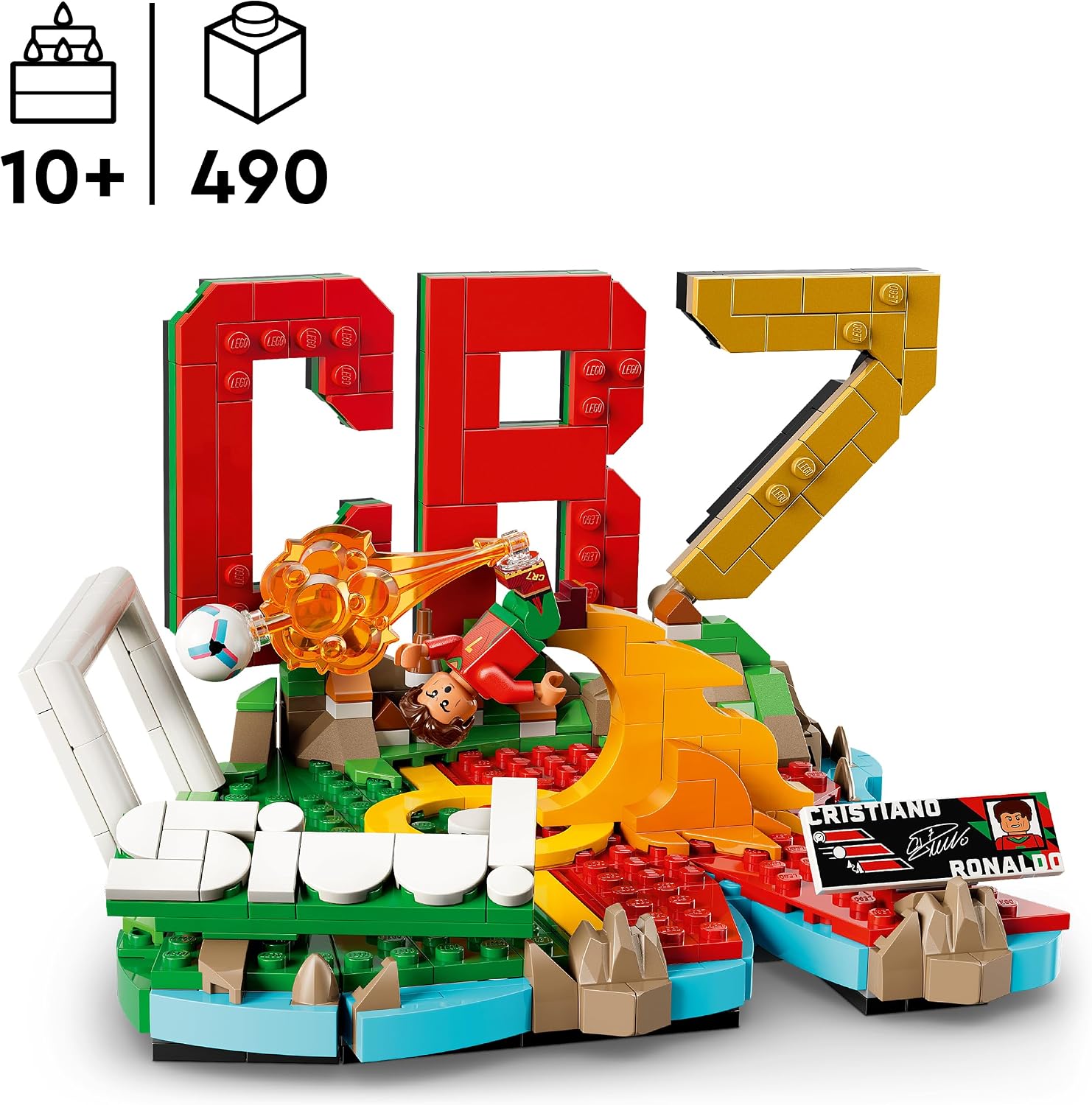LEGO Editions Cristiano Ronaldo – Football Highlights Toy - 3D Display Model Kit w/Collectible Minifigure - Kids' Room Decor - Gift for 10+ Year Old Boys, Girls & Adult Sports Fans - 43012