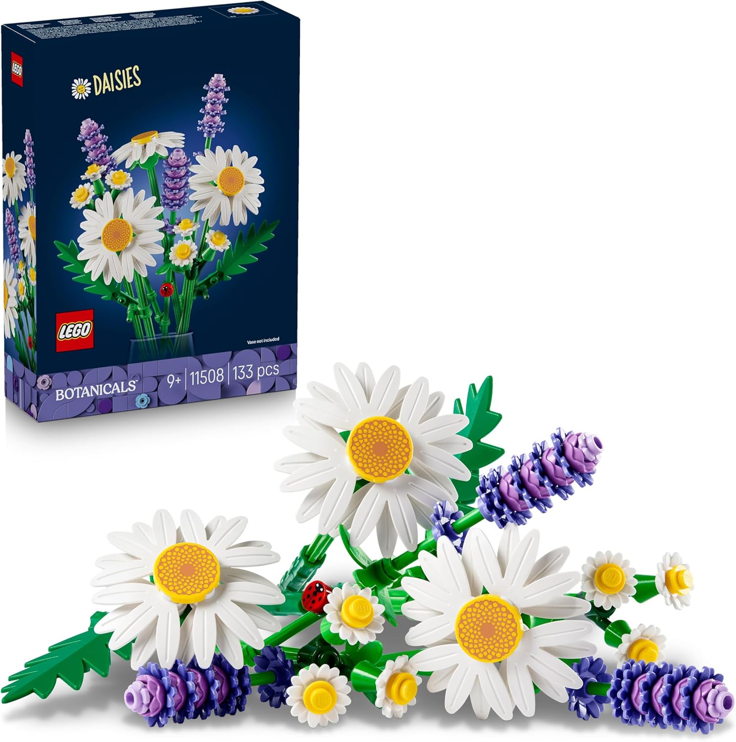 LEGO Botanicals Daisies - Artificial Flower Bouquet - Gift for Mother's Day incl. Faux Daisies & Lavender - DIY Bedroom Decor - Crafts Kit for 9+ Year Old Girls & Adult Flower Lovers - 11508