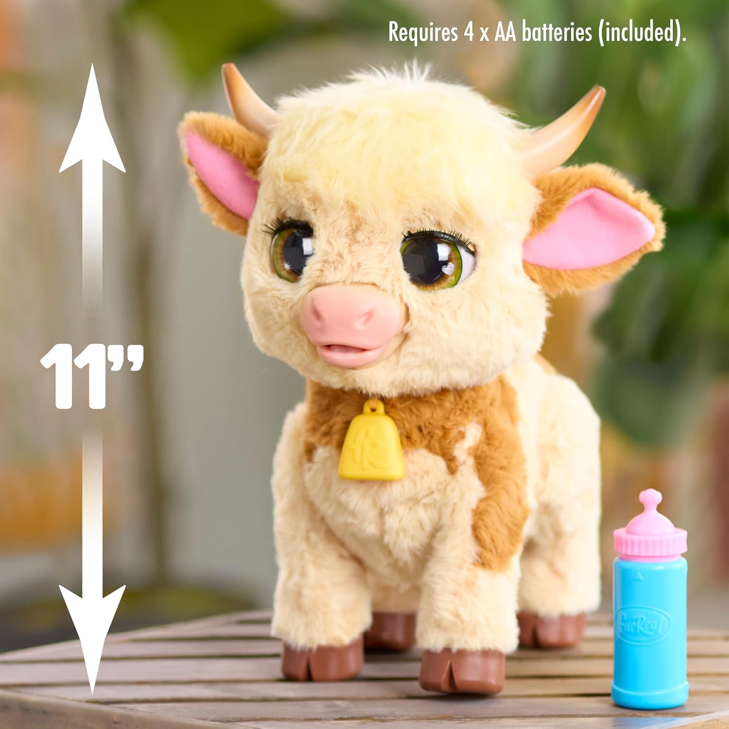 Just Play furReal Maggie the Feed & Follow Cow, 11 Inch Interactive Highland Mini Cow, for Boys and Girls, Ages 4 and Up