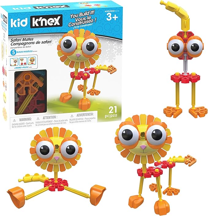 Kid K'NEX | Safari Mates Building Set 5 Model | Kids Craft Set with 21 Pieces | Educational Toys for Kids, Fun Building Toys for Boys and Girls, Construction Toys Ages 3+ | Basic Fun 85613
