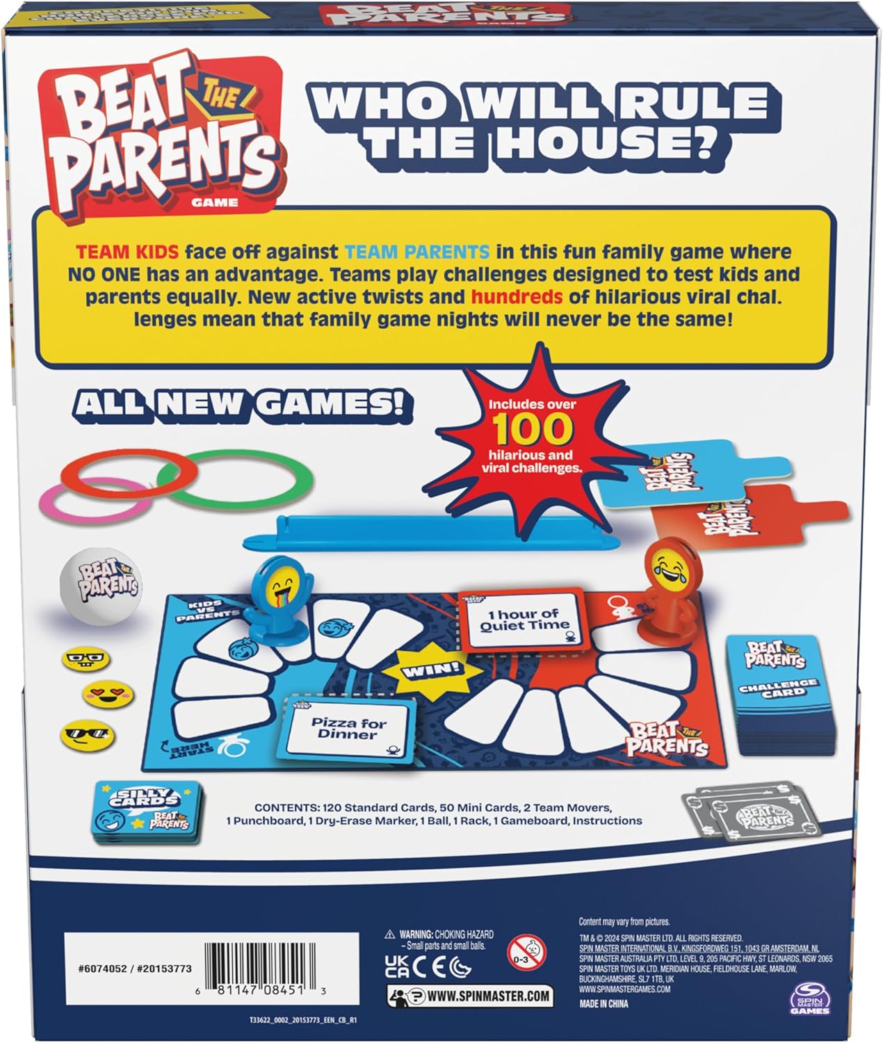 Spin Master Games, Beat the Parents, 2025 Edition with New Challenges & Cards, Friendly Competition Family Game, Fun Activity for Kids, Adults & Family Game Night, 4-8 Players, for Ages 6 & Up