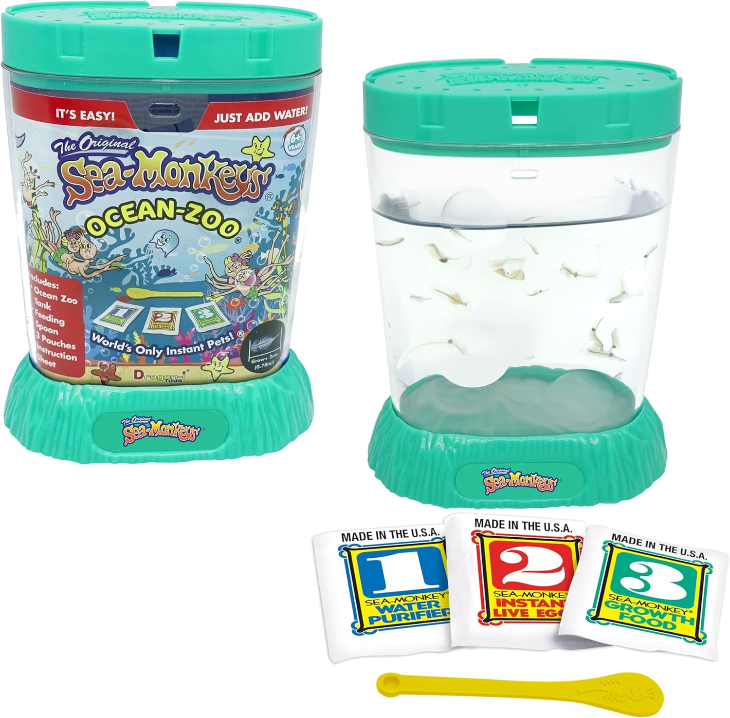 The Original Sea Monkeys - Ocean Zoo - Grow Your Own Pets Science Kit- Includes Eggs, Food, and Water Purifier, Color May Vary