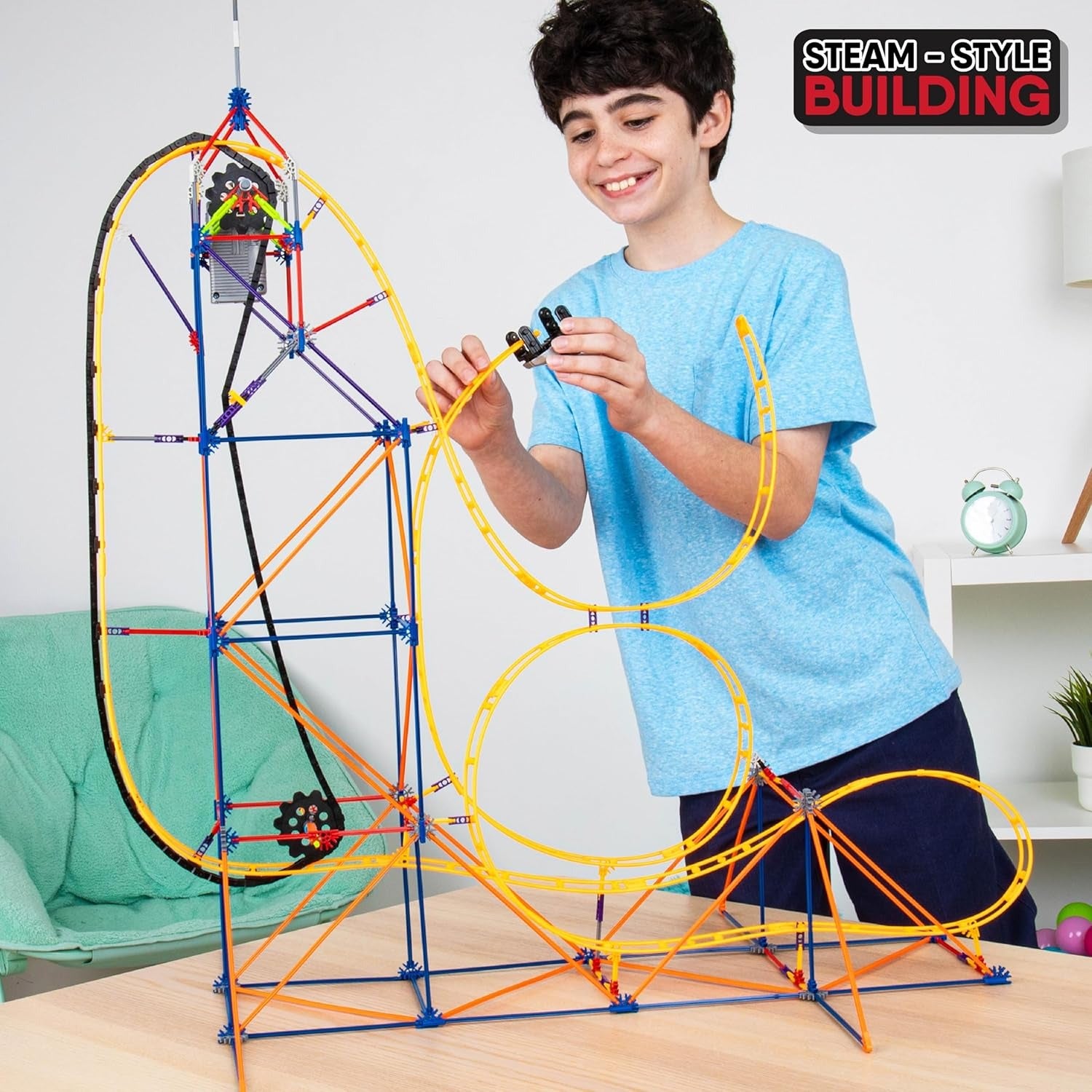 K'NEX | Amazin' 8 Coaster | Construction Set for Boys and Girls, Theme Park, Roller Coaster, 448 Piece Kids Building Set for Children Ages 7+ | Basic Fun 80216