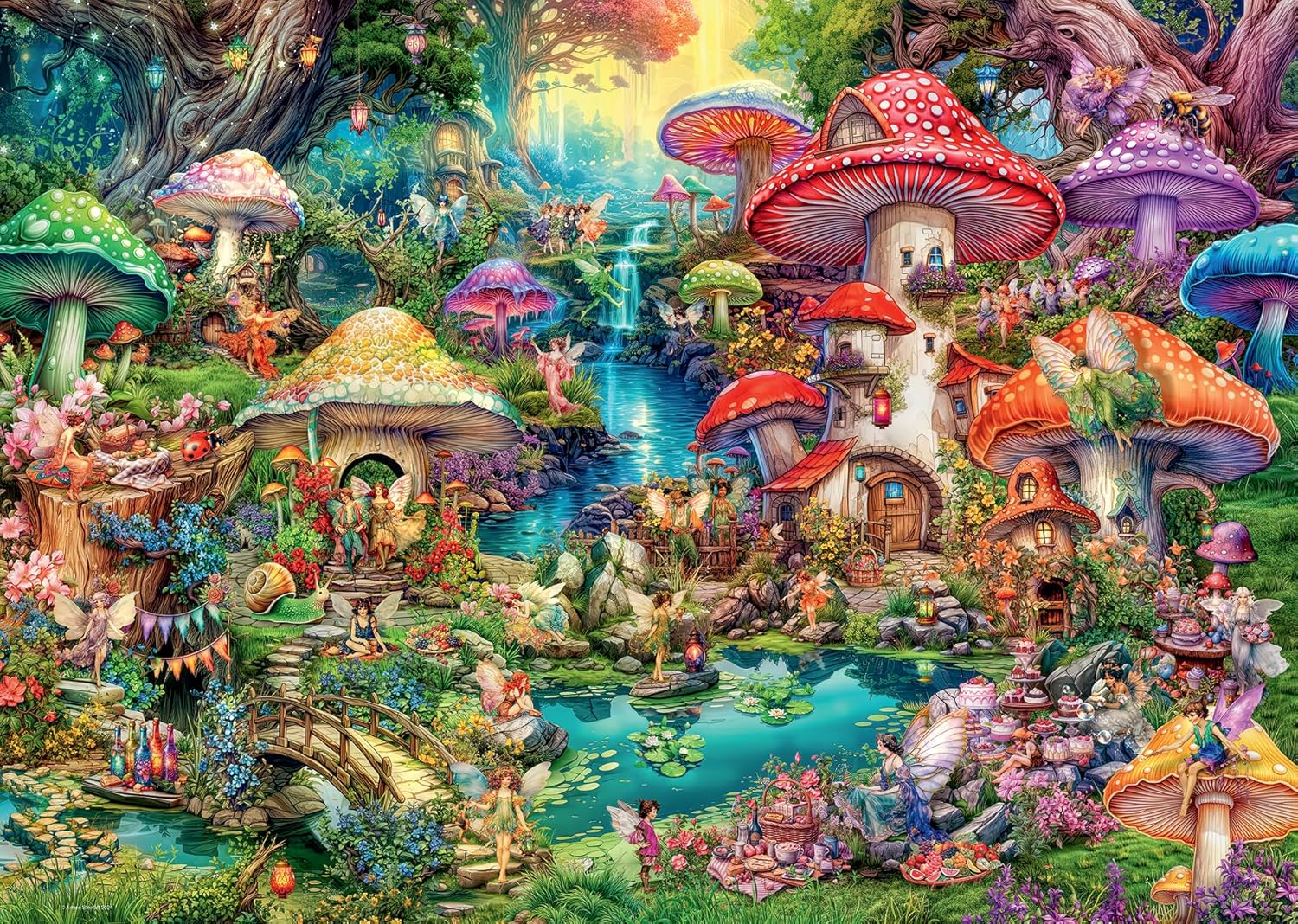 Ravensburger Merry Mushroom Village 1000 Piece Jigsaw Puzzles for Adults and Kids Age 12 Years Up