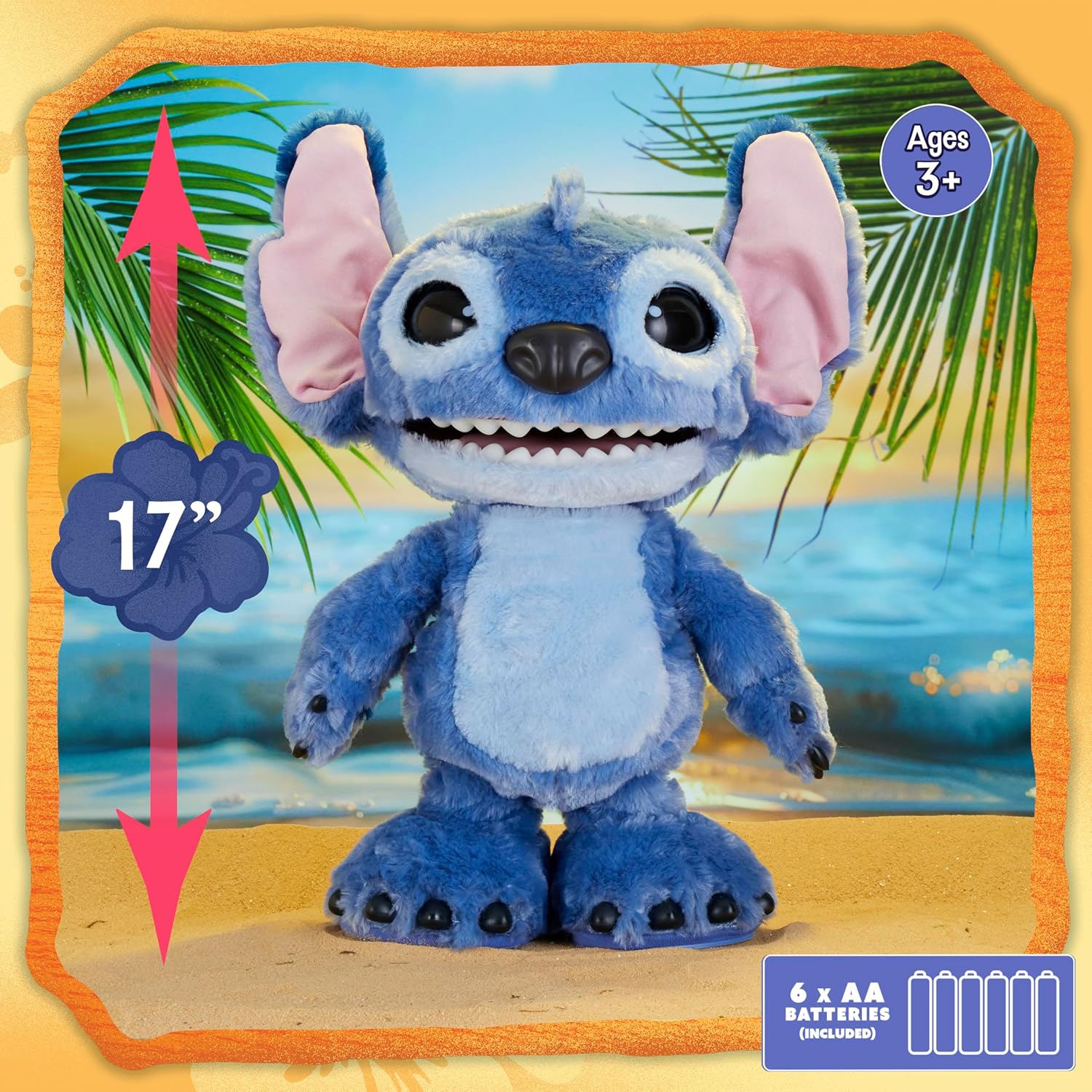 Disney Stitch Ultimate Stitch Interactive 17" Plush Toy, 100+ Sounds & Reactions, Inspired by Disney’s Live-Action Lilo & Stitch Film, New Movie Toy for Fans, Girls, Boys, Kids 3 and Up