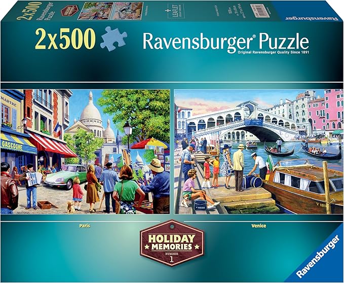 Ravensburger Holiday Memories 2x 500 Piece Jigsaw Puzzle for Adults and Kids Age 10 Years Up - Nostalgia