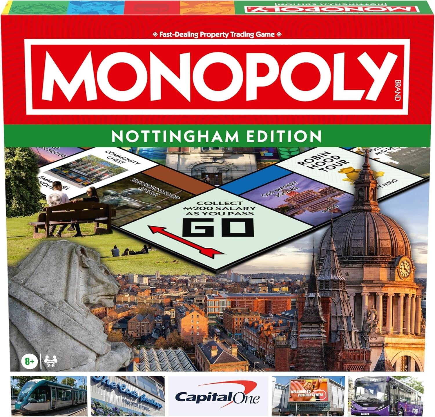 Winning Moves Nottingham Monopoly Board Game, Advance around the board and trade your way to success, gift for ages 8 plus