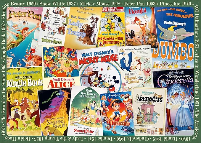 Ravensburger Disney Vintage Classic Movie Posters 1000 Piece Jigsaw Puzzles for Adults and Kids Age 12 Years Up