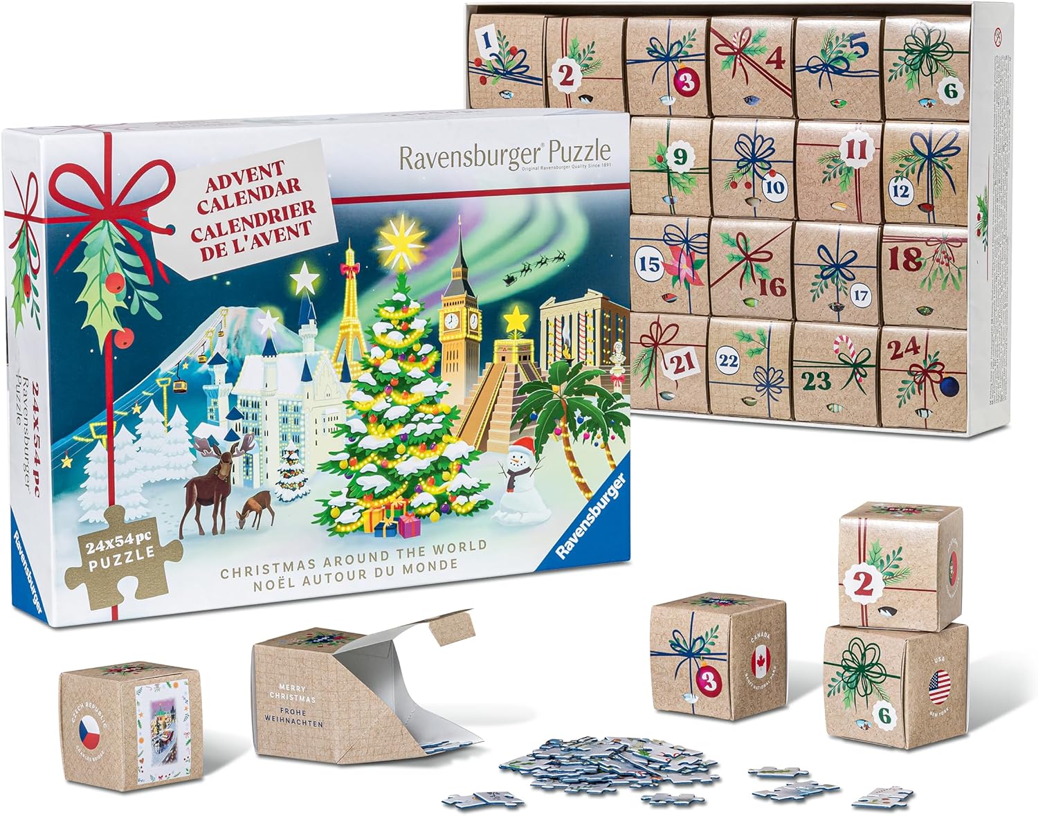 Ravensburger Christmas Around the World Jigsaw Puzzle Advent Calendar for Kids anf Adults Age 12 Years Up Gifts for Kids