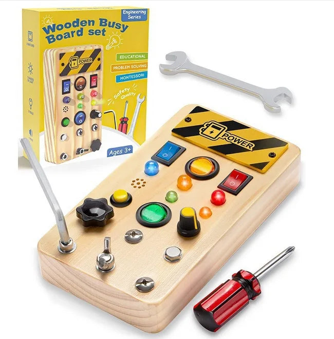 OEM Available Busy Board Montessori Style Wooden Toddler Educational Activity Board for Sensory Therapy Screw circuit board 0.41