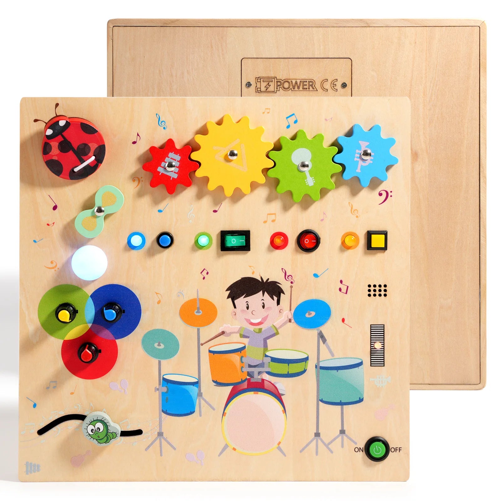 OEM Available Busy Board Montessori Style Wooden Toddler Educational Activity Board for Sensory Therapy D19 - drum kit circuit busy board 0.72