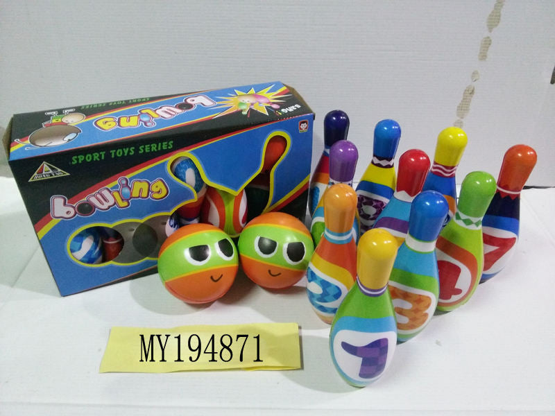 Indoor Outdoor Sport Toys 10 Pins 2 Bowling Balls Kids Soft PU Bowling Ball Set Toy