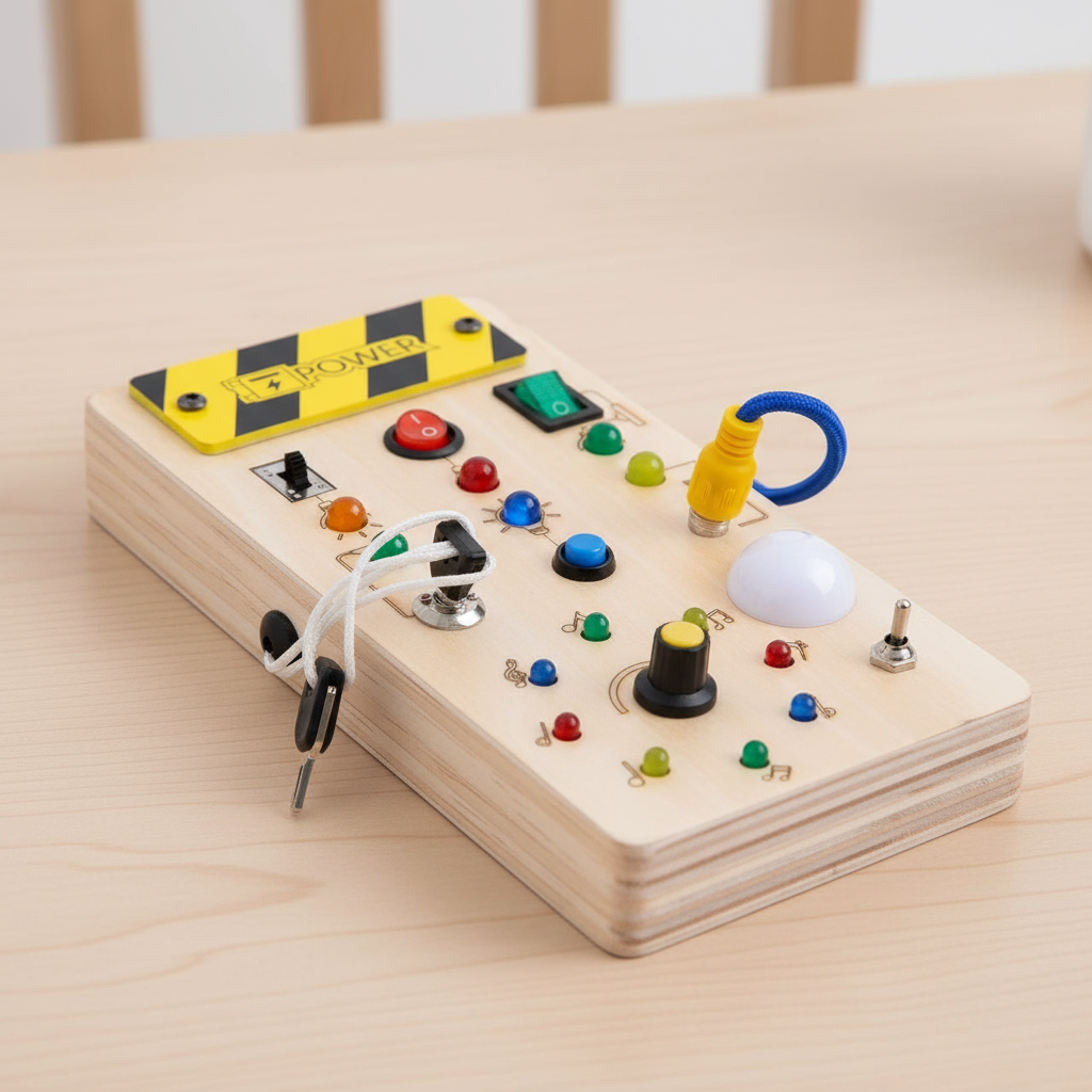 OEM Available Busy Board Montessori Style Wooden Toddler Educational Activity Board for Sensory Therapy