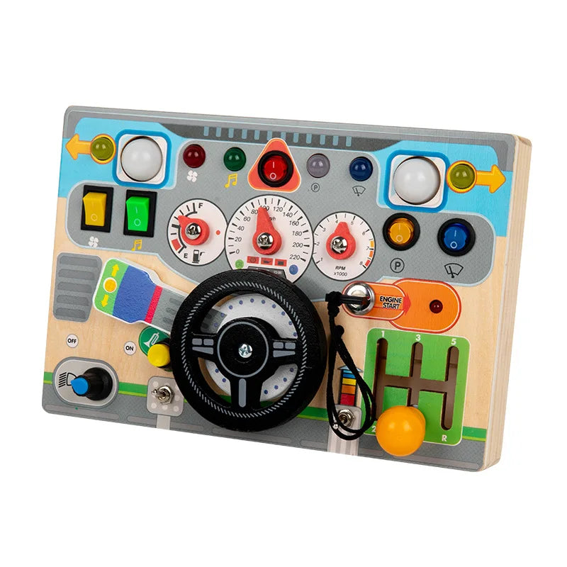 OEM Available Busy Board Montessori Style Wooden Toddler Educational Activity Board for Sensory Therapy D22-busy steering wheel 0.45