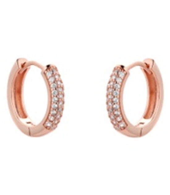 18KT Rose  Gold Plated Stone Hinge Hoop Earring