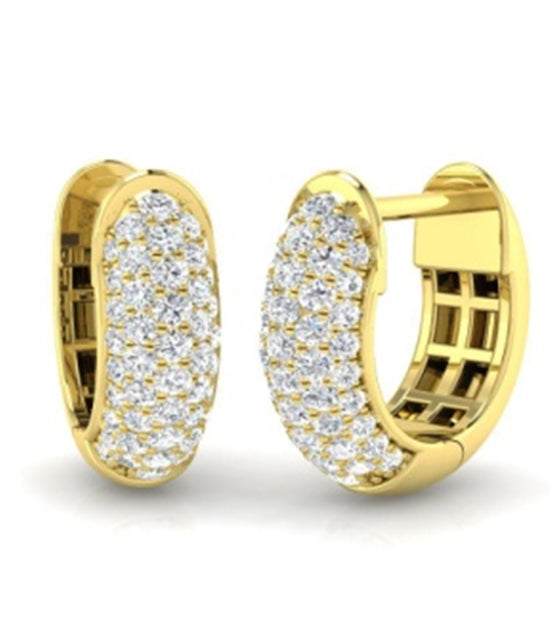 18KT White Plated Stone Hinge Hoop Earring