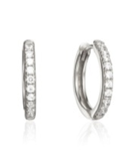 18KT White Plated Stone Hinge Hoop Earring