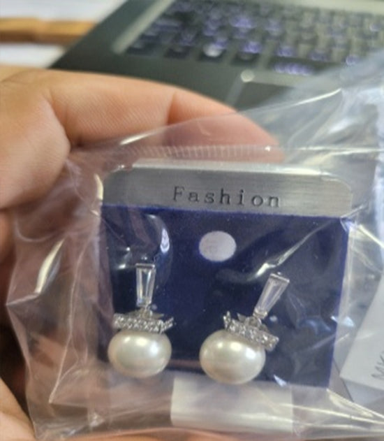 18kt Whit Pl Stem Stone Pearl Drop Earring