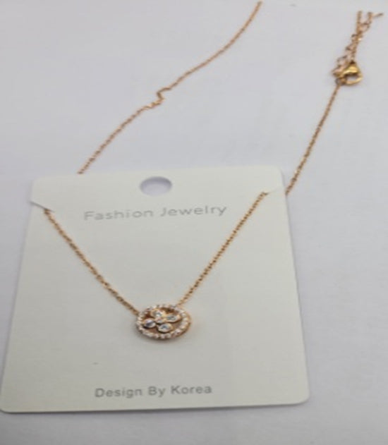 18kt Gold Plate Rnd FlowerStone Pendant