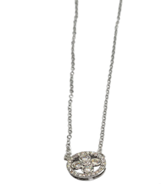 18kt white Plate Stones Pendant