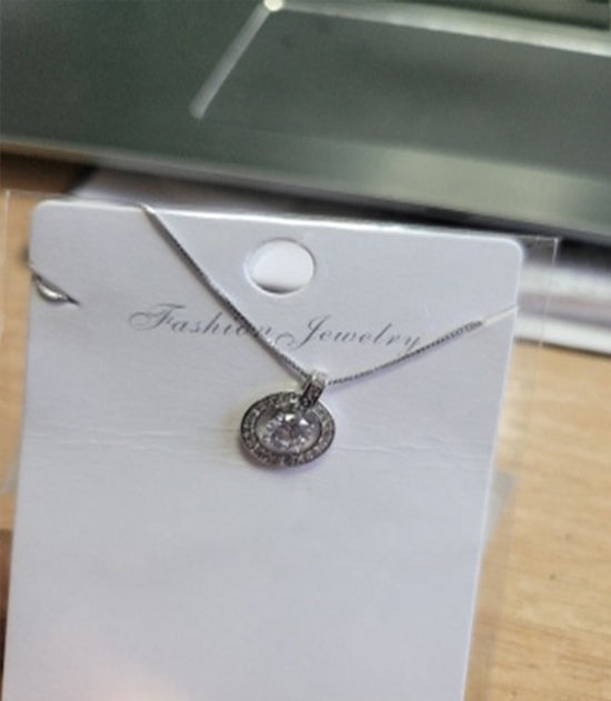 18kt White Ptate Disc Stones Pendant