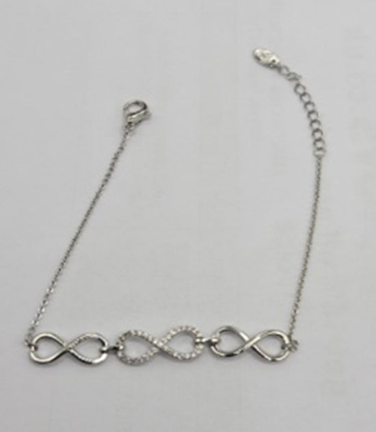Wrist Cubic 18kt White Plate Triple Bow Stone Bracel