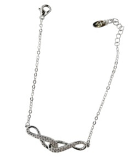 Wrist Cubic 18kt White Plate Twin Bow Stone Bracelet