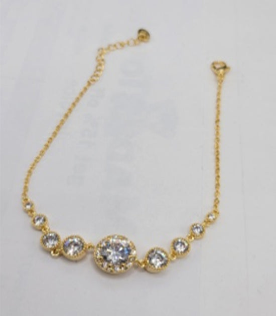 Wrist Cubic 18kt Gold Plate Multi Stone Link Bracelet