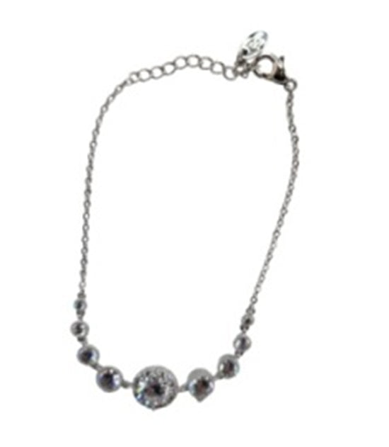 Wrist Cubic 18kt White Plate Multi Stone Link Bracelet