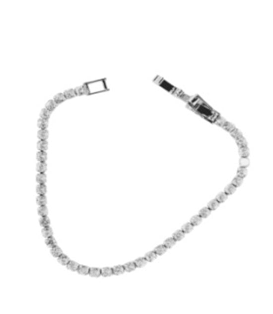 Wrist Cubic 18kt White Plate Multi Stone Link Bracelet