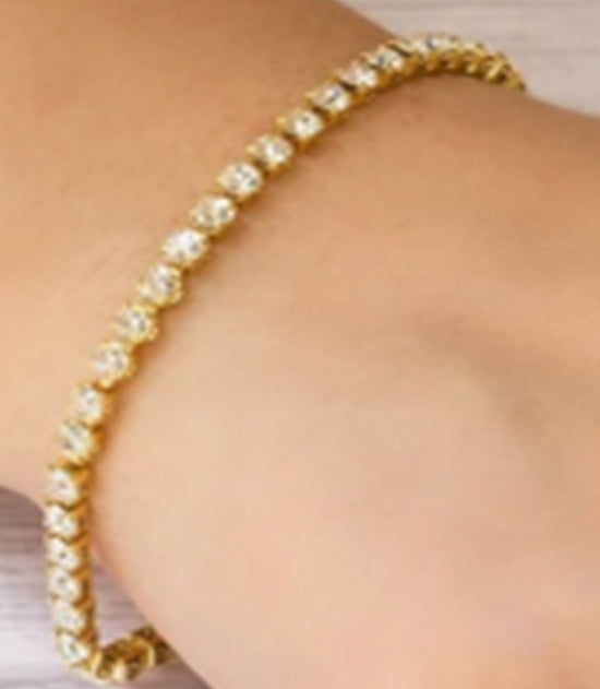 Wrist Cubic 18kt Gold Plate Multi Sm Stone Link Bracelet