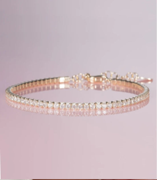 Wrist Cubic 18 kt Rose Gold Plate Multi Sm Stone Link Bracelet